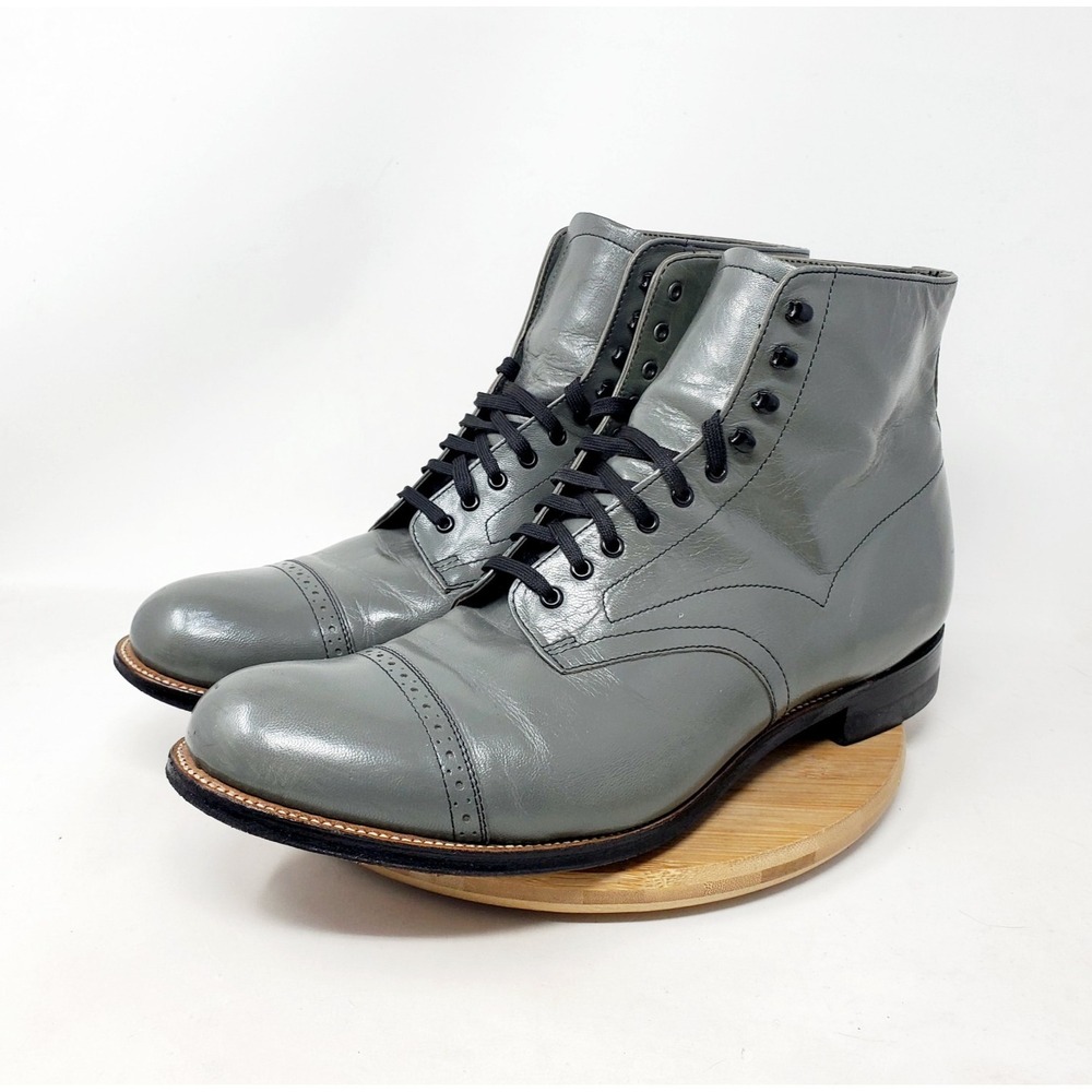 Stacy Adams Madison Boots Mens 11 E Grey Leather Cap‎ Toe Dress Ankle Shoes